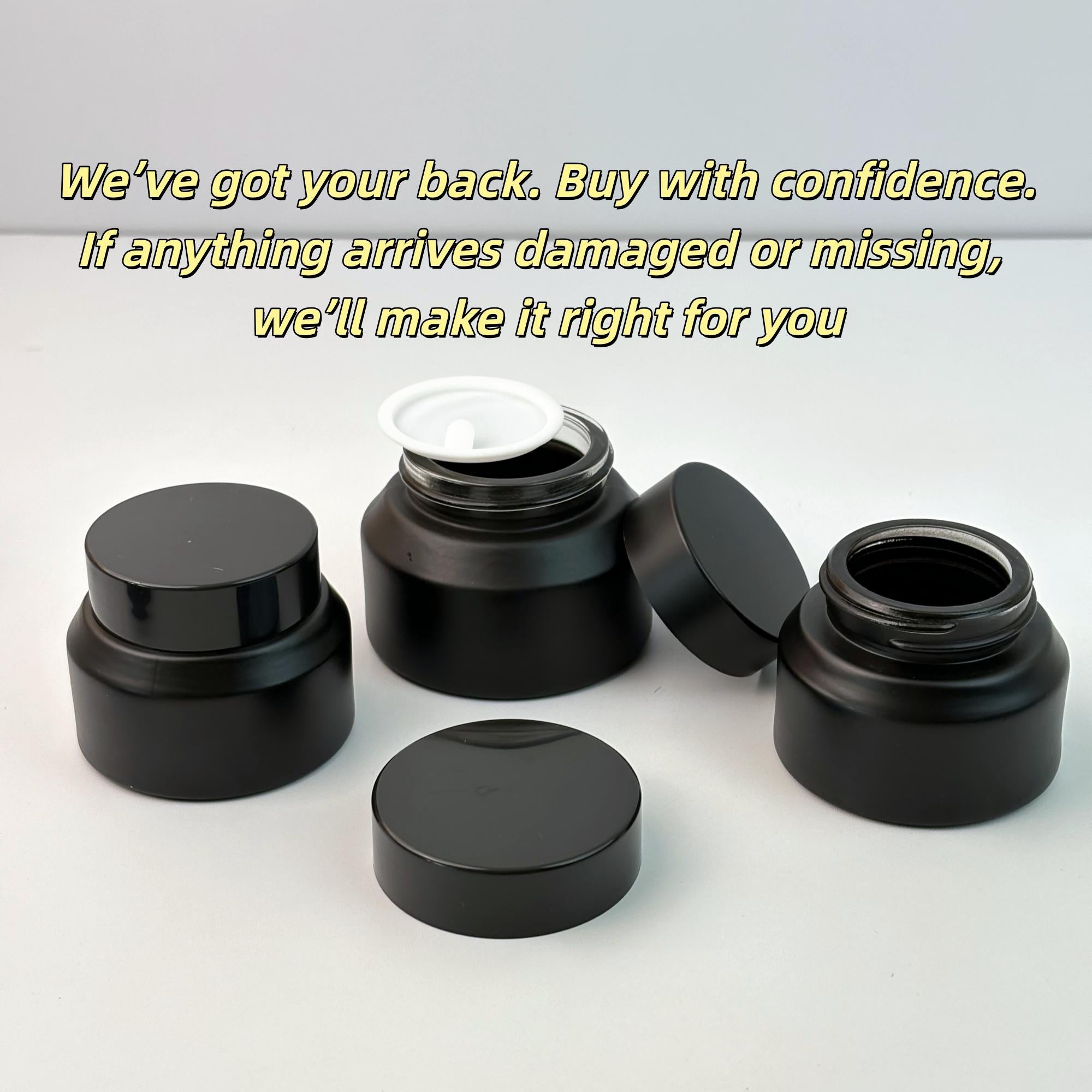 15g 30g 50g Matte Black Glass Cream Jars