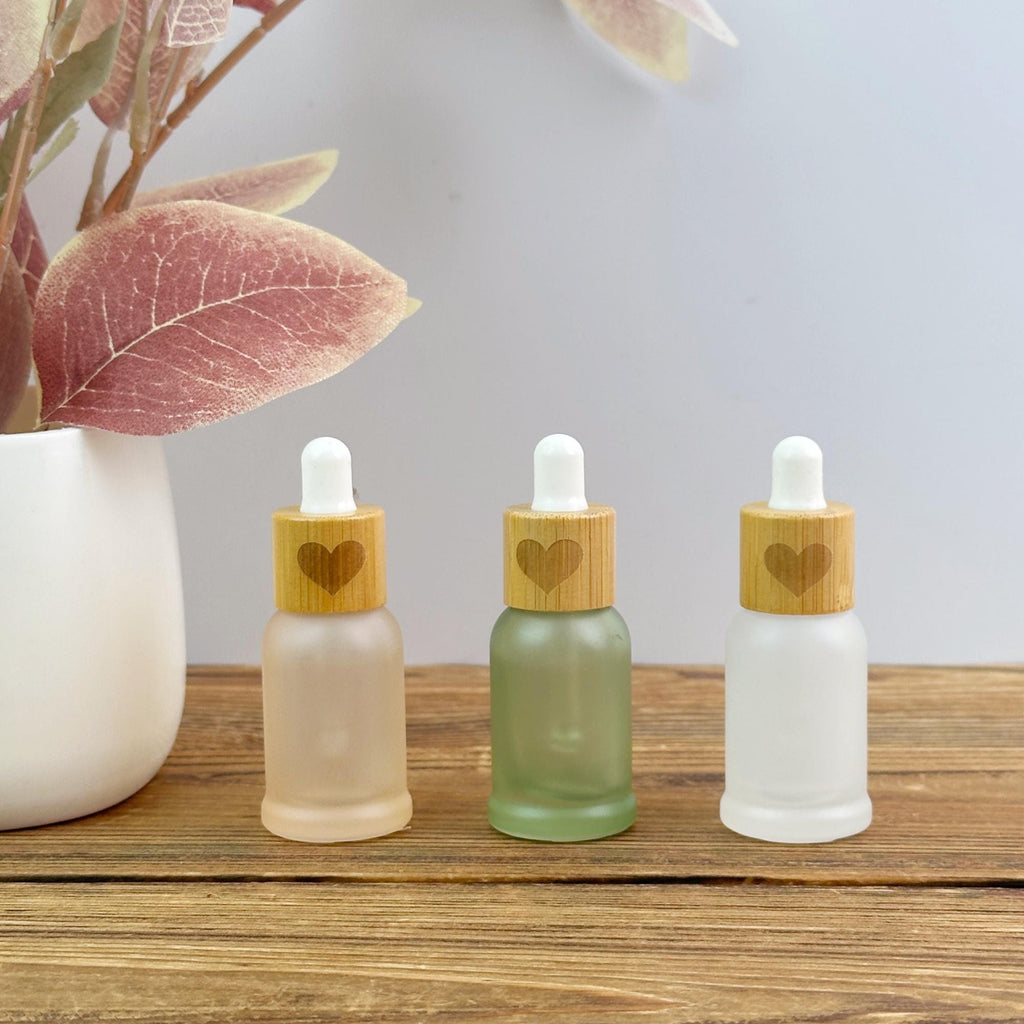 8ml Glass Dropper Bottles with Heart Bamboo Cap
