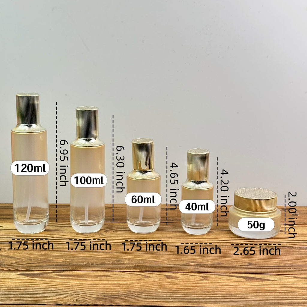 Luxury Gold Gradient Glass Skincare Packaging
