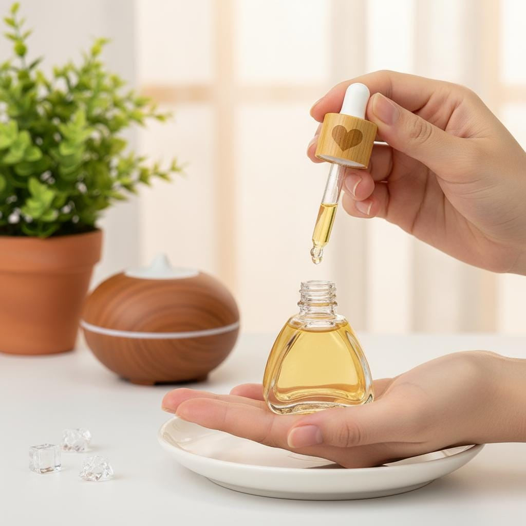 10ml Colorful Glass Tincture Bottle with Wood Heart-shaped Cap