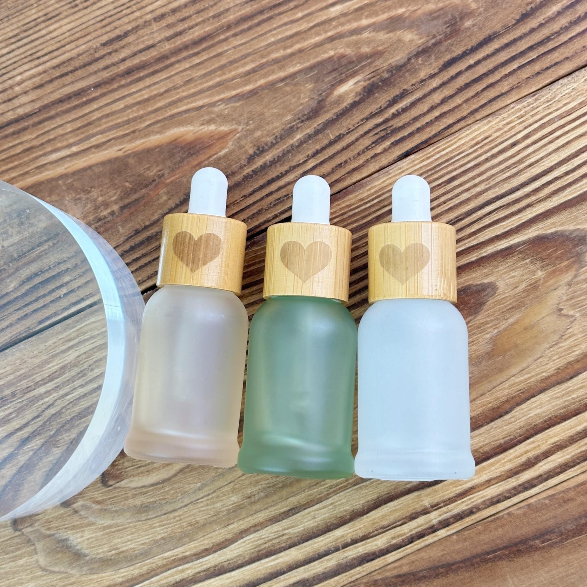 8ml Glass Dropper Bottles with Heart Bamboo Cap