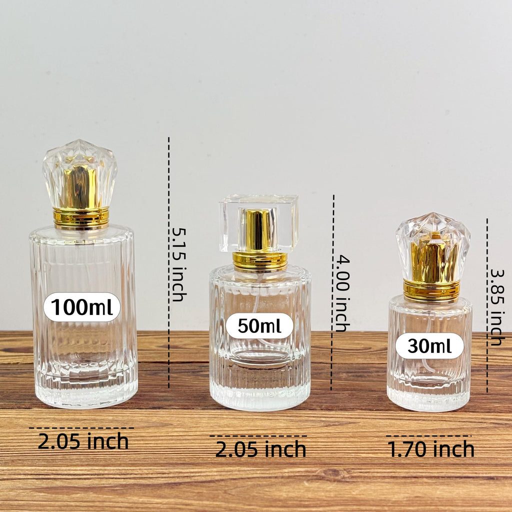 Vintage Ribbed Perfume Bottle with Gold Atomizer