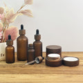Amber Glass Dropper Bottle & Cream Jar