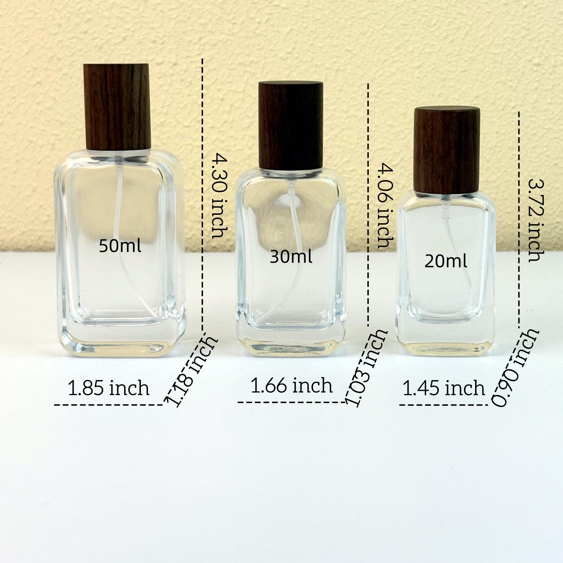 Perfume Glass Spray Bottles with Wood Cap