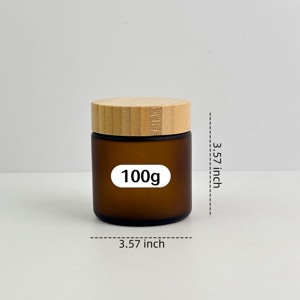 100g Amber Frosted Glass Cream Jar with Bamboo Caps