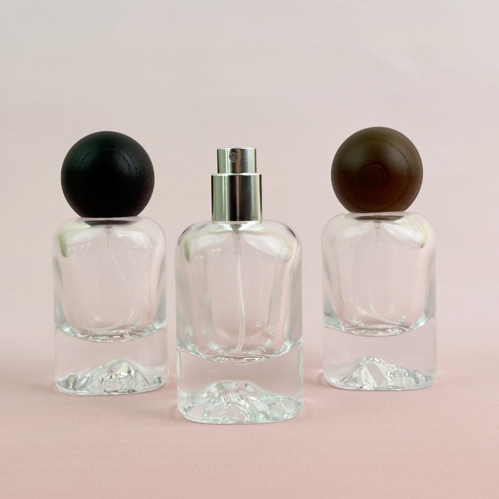 30ml Luxury Clear Glass Spray Bottles with Wooden Cap