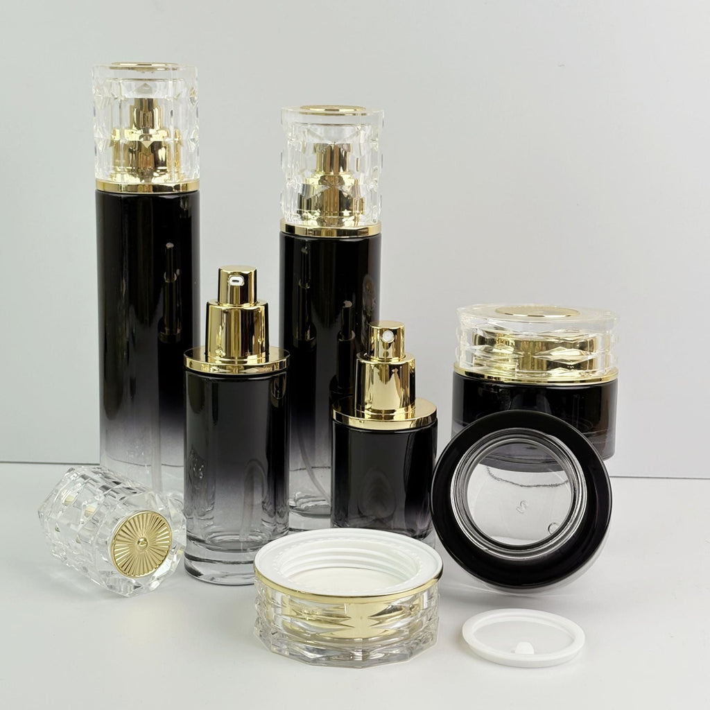 Luxury Black Gradient Glass Cosmetic Containers