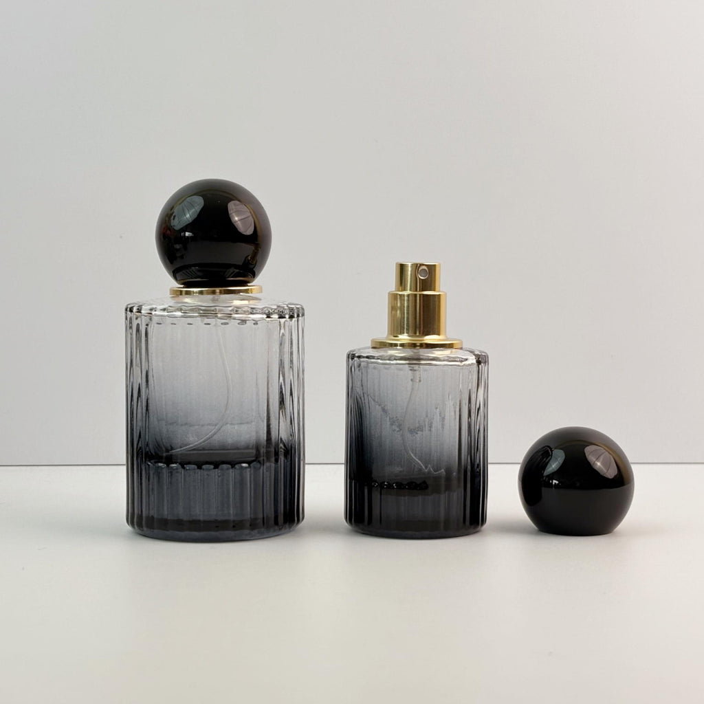 Ribbed Gradient Glass Perfume Spray Bottle with Gold Pump