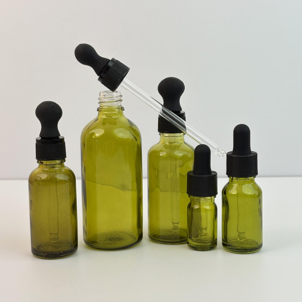 Glass Dropper Bottles with Black Plastic Lid