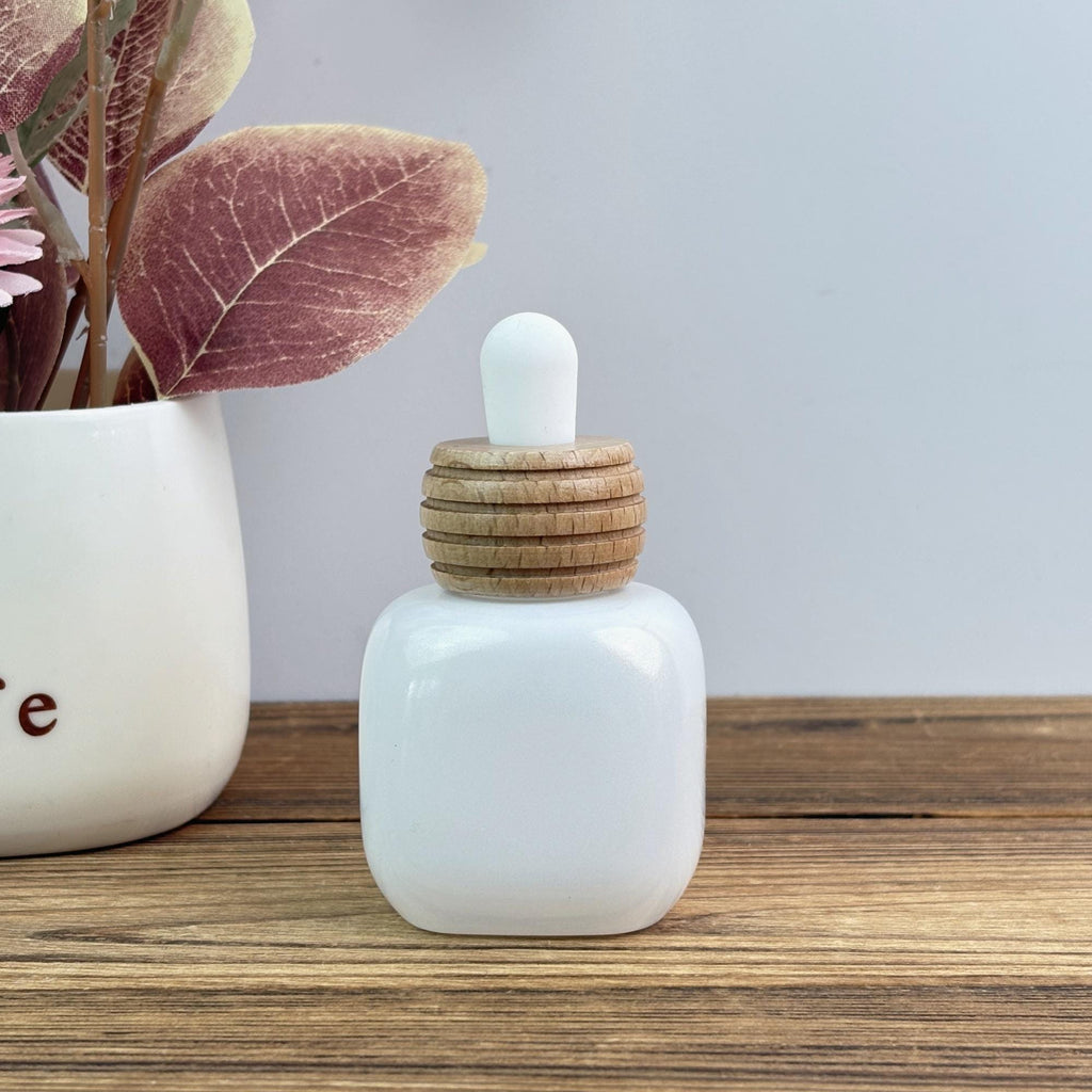 30ml Square Glass Dropper Bottle with Wood Cap