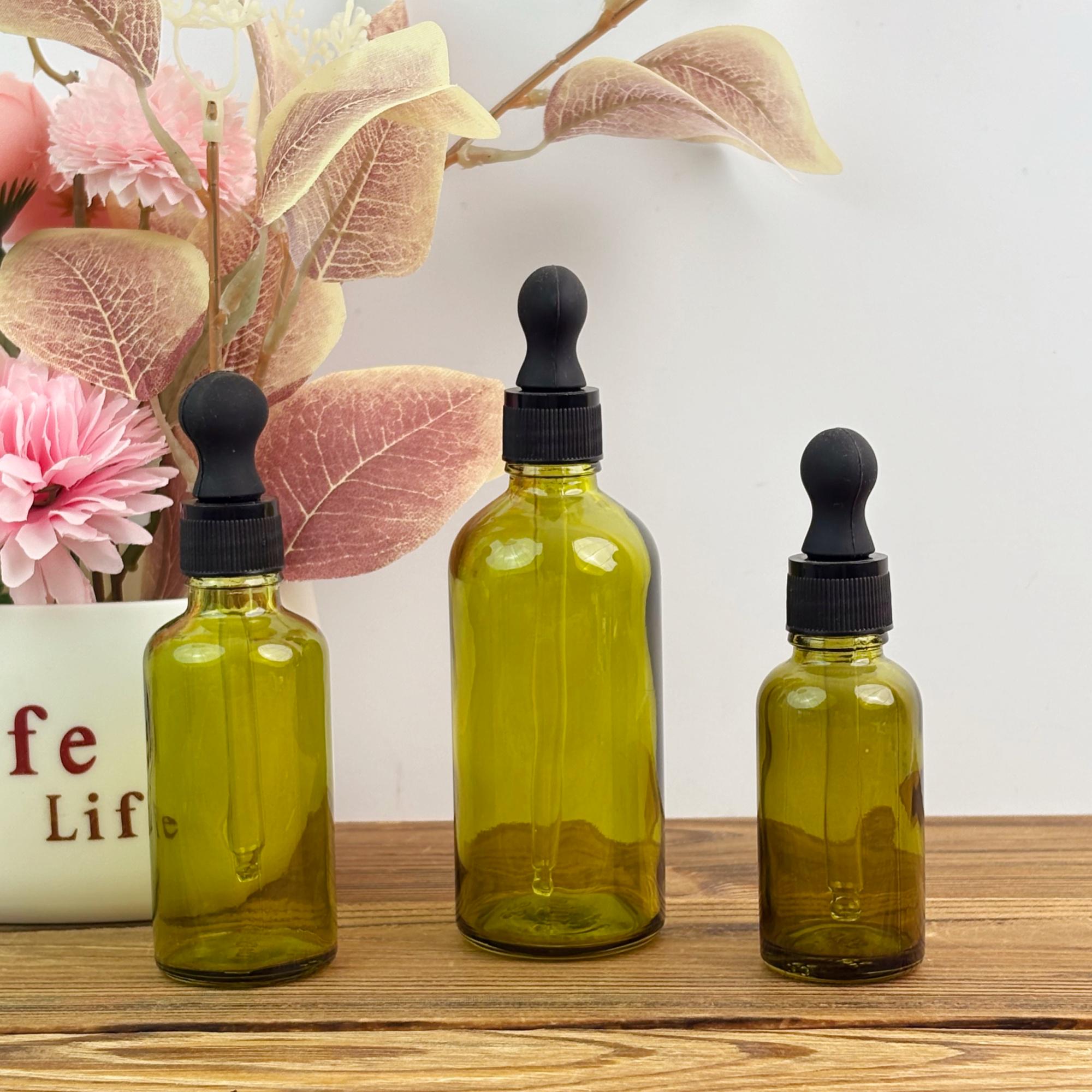 Minimalist Amber Green Glass Tincture Bottles