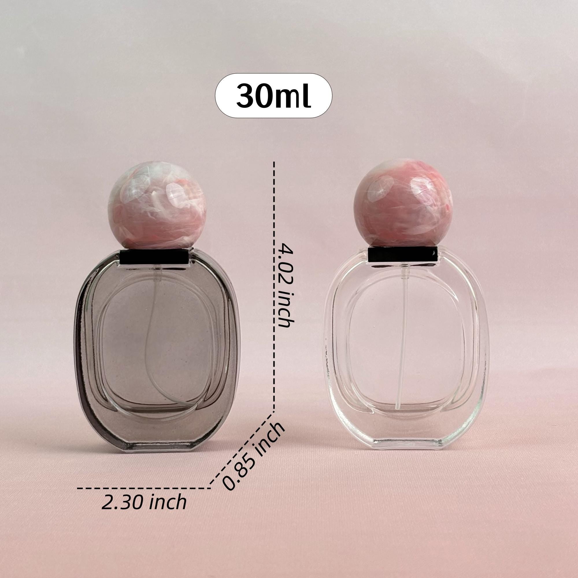 Glass Spray Bottle with Pink plastic Ball Caps