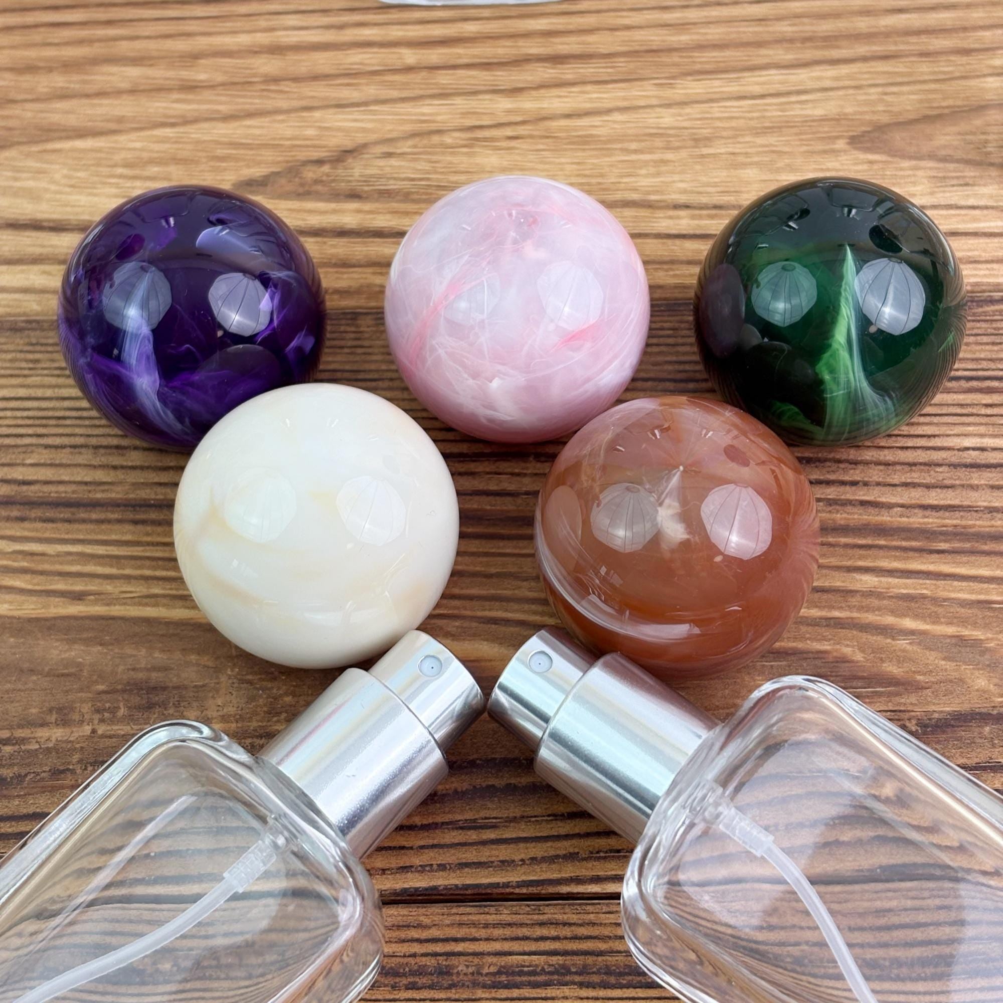 20ml 30ml 50ml Luxury Clear Glass Spray Bottle with Marble Look Round Cap