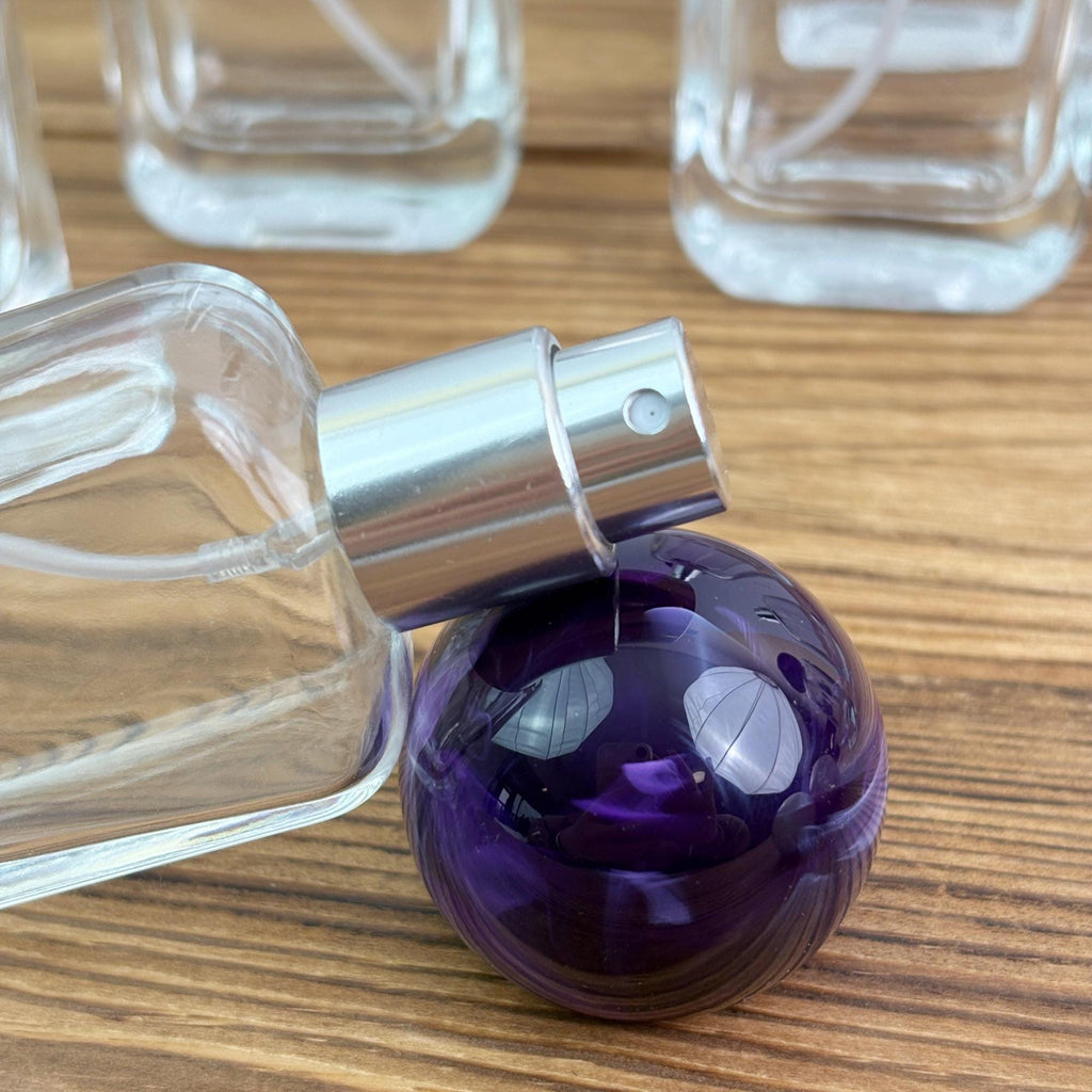 20ml 30ml 50ml Luxury Clear Glass Spray Bottle with Marble Look Round Cap