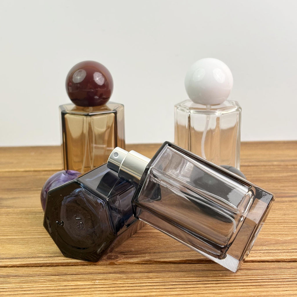 50ml Minimalist Glass Perfume Spray Bottle with Color Ball Cap