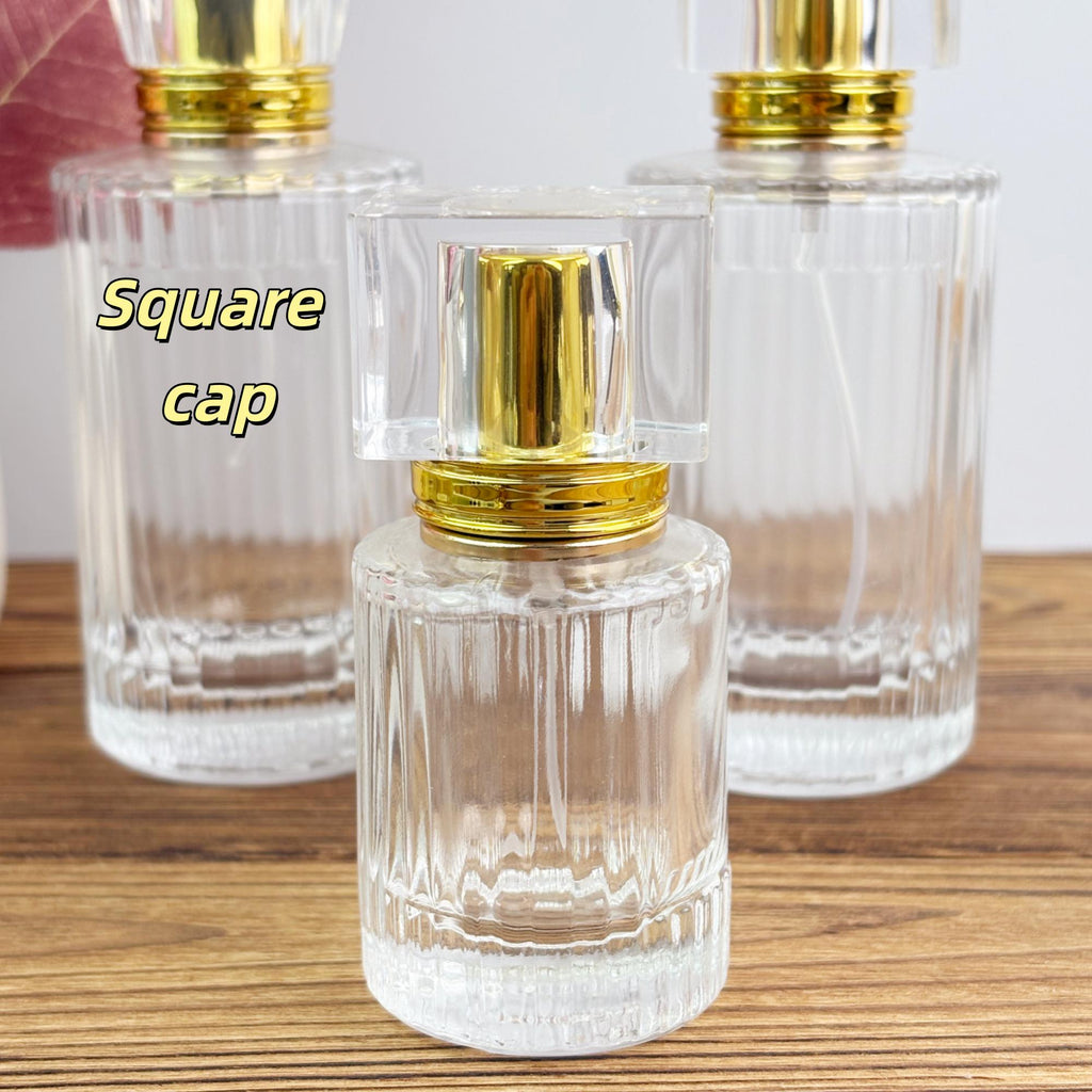 Vintage Ribbed Perfume Bottle with Gold Atomizer