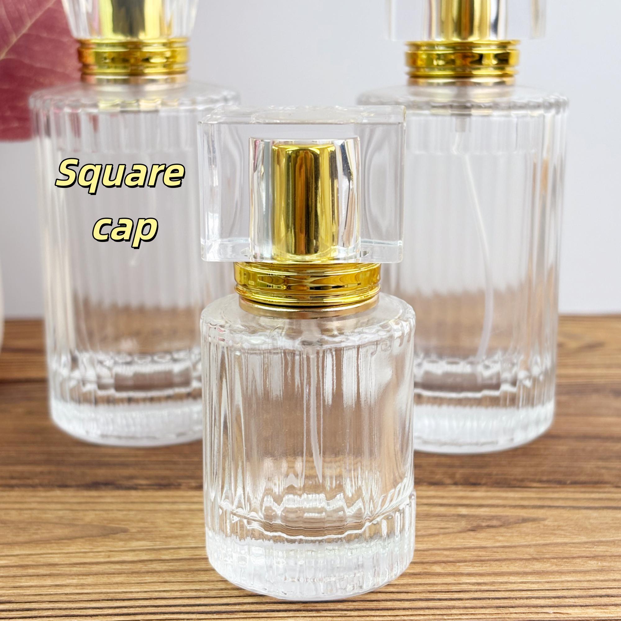 Vintage Ribbed Perfume Bottle with Gold Atomizer