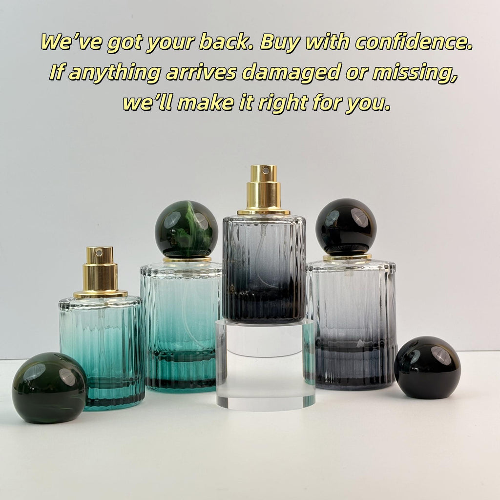 Ribbed Gradient Glass Perfume Spray Bottle with Gold Pump