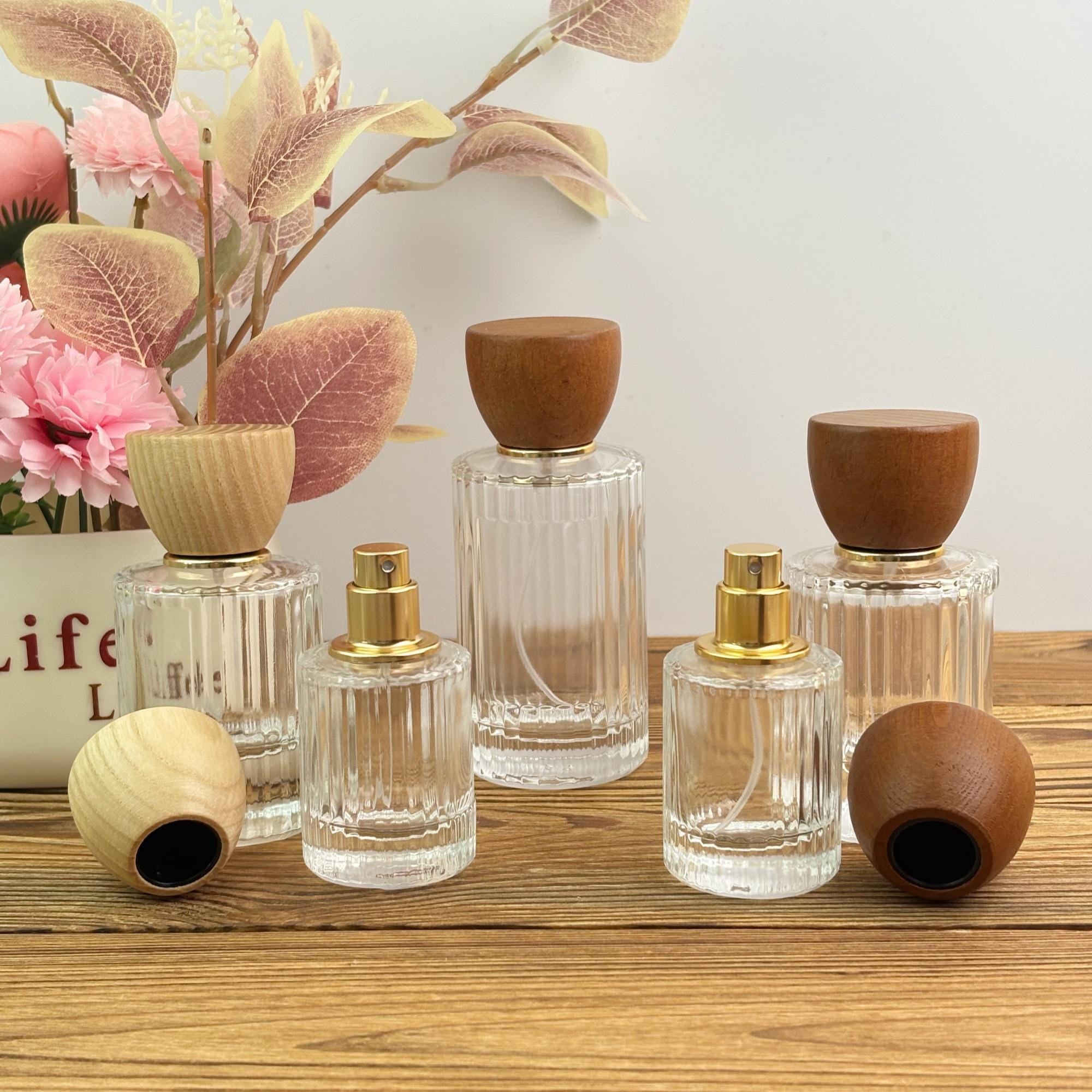 Clear Glass Perfume Spray Bottle with Wooden Cap