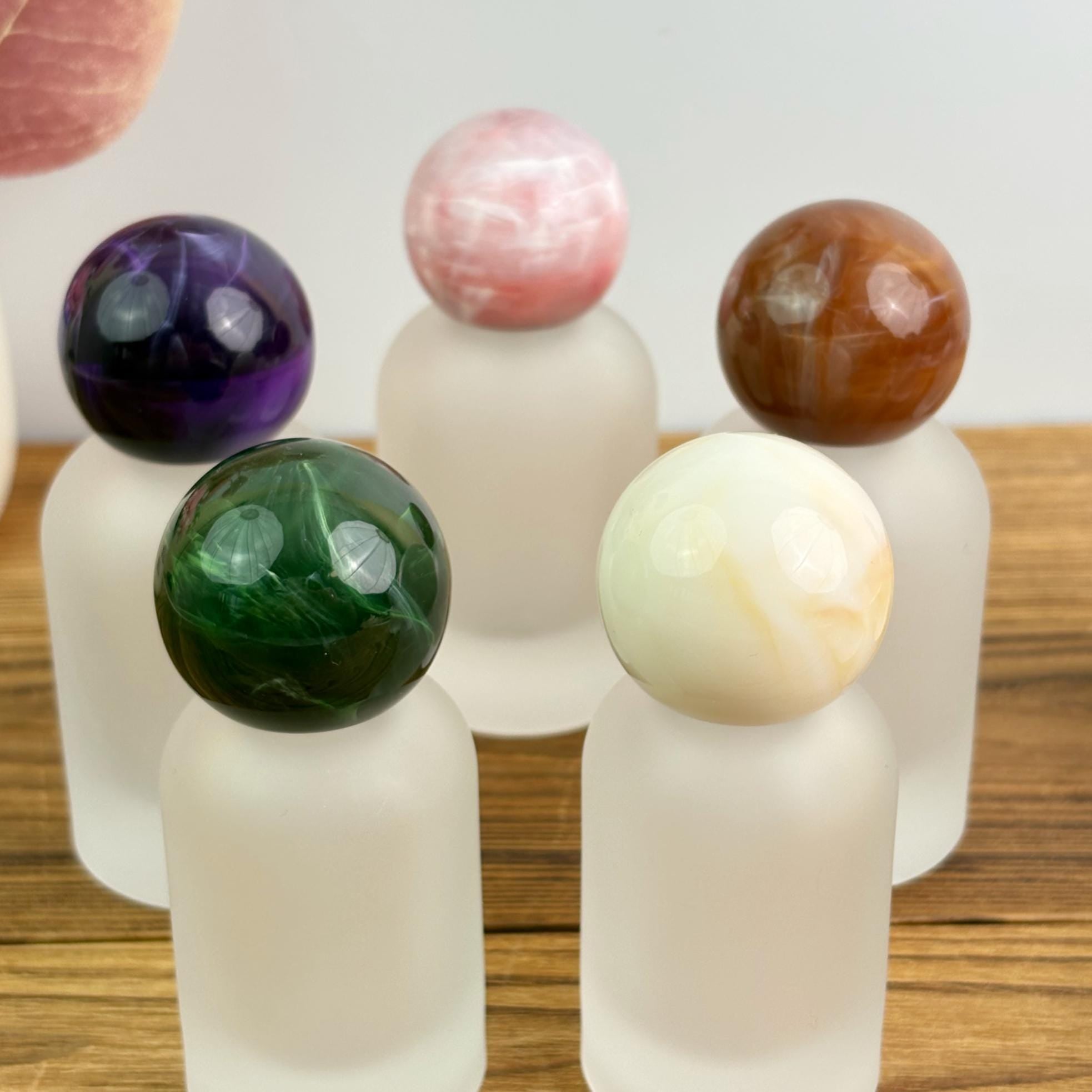 30ml 50ml 100ml Frosted Glass Spray Bottle with Marble-Look Ball Caps