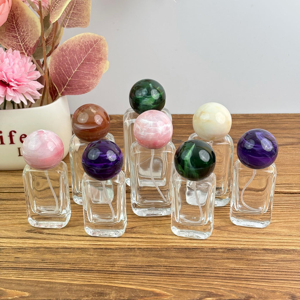 20ml 30ml 50ml Luxury Clear Glass Spray Bottle with Marble Look Round Cap