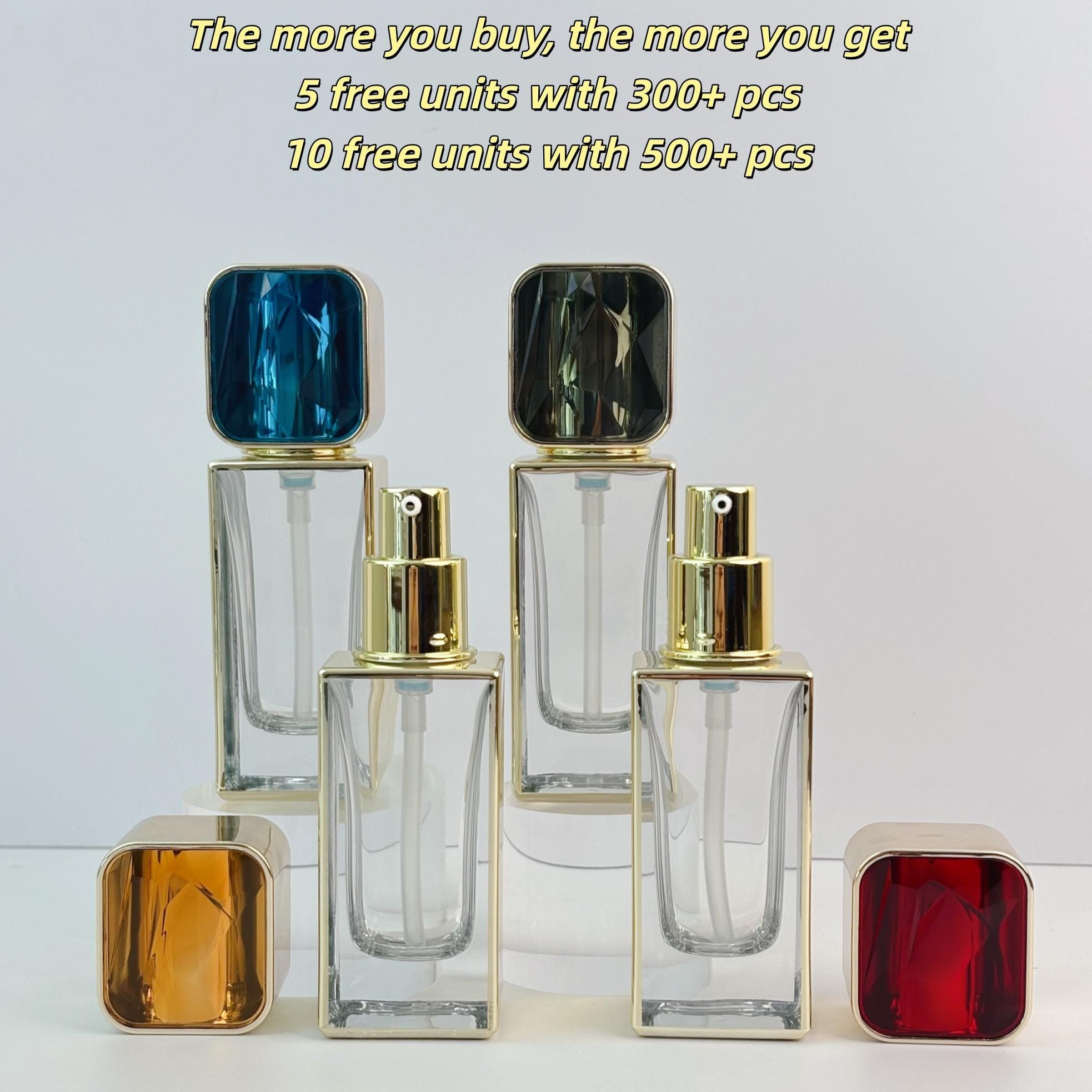 Gilded-Accent Square Glass Lotion Bottles