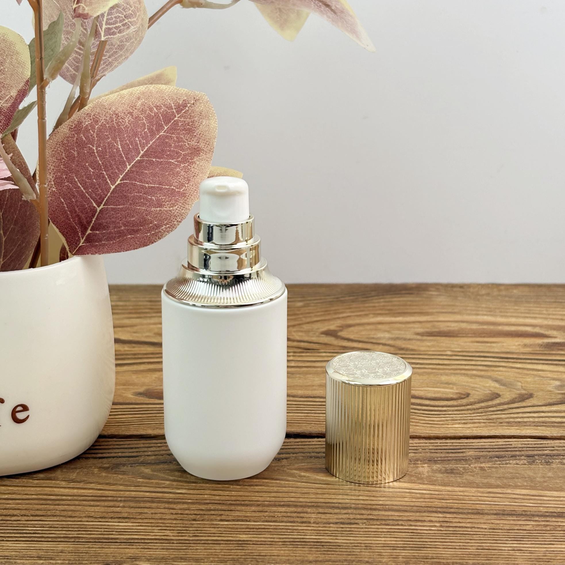 Luxury White Glass Lotion Pump Bottle