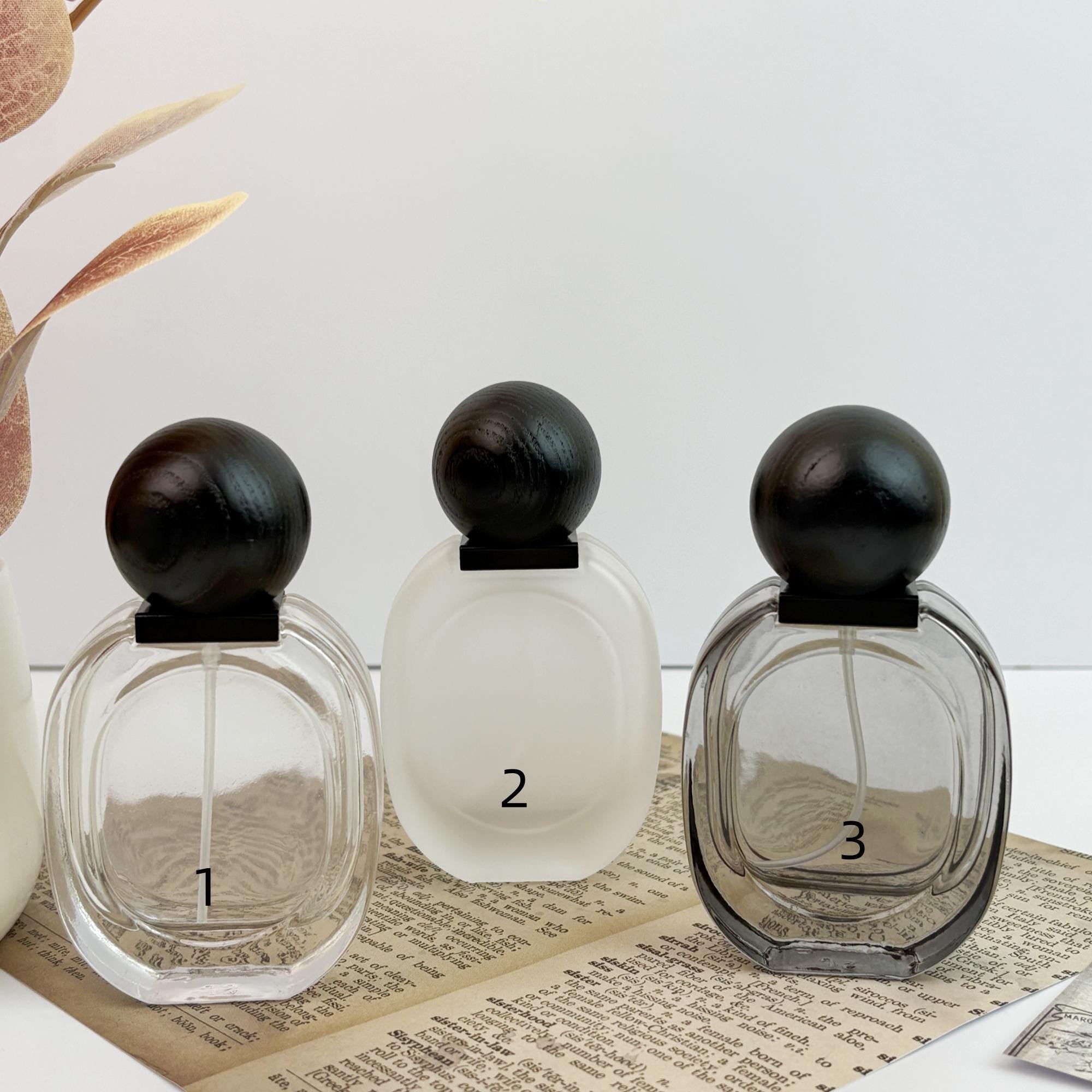 100pcs 30ml Frosted Glass Spray Bottles with Black Wood Lids