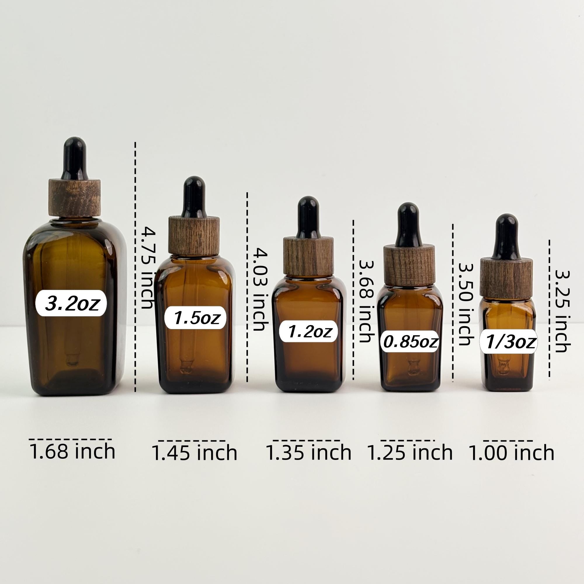 Amber Glass Square Dropper Bottles