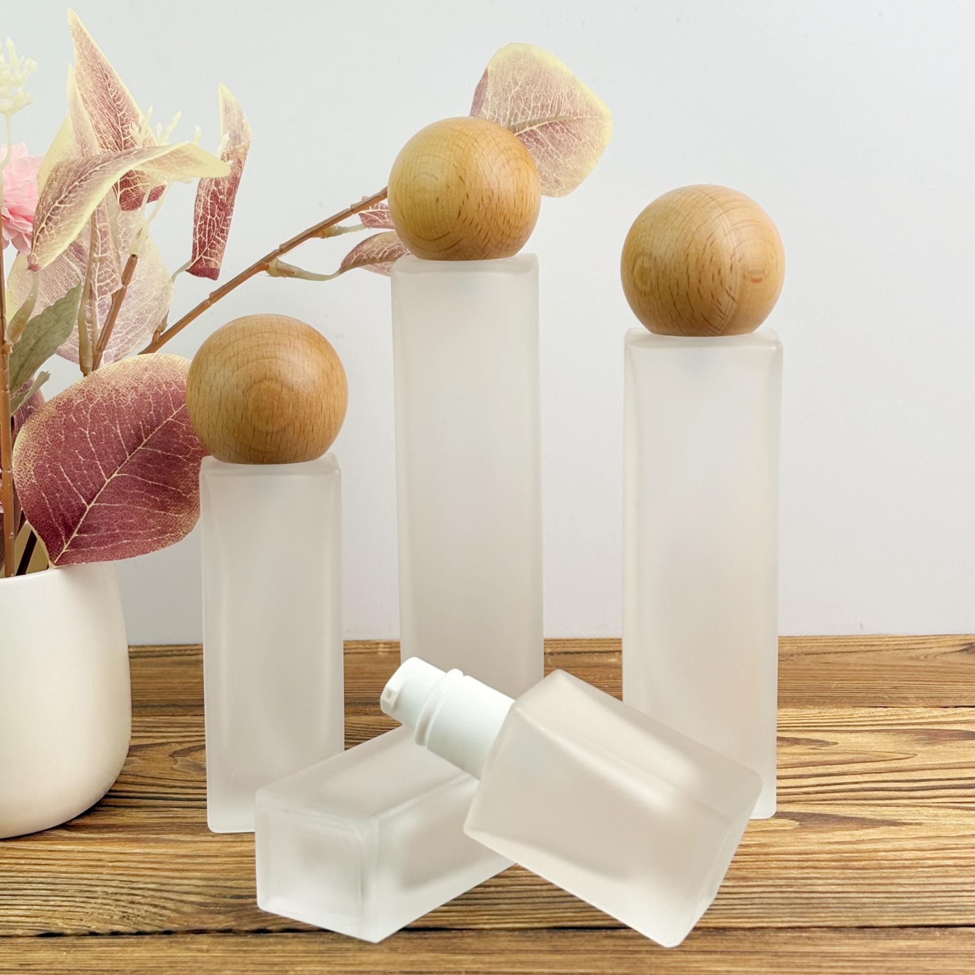 Frosted Glass Lotion Bottle and Cream Jar