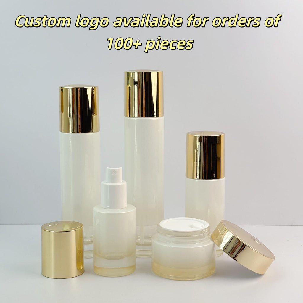 Luxury White Gradient Glass Cosmetic Container
