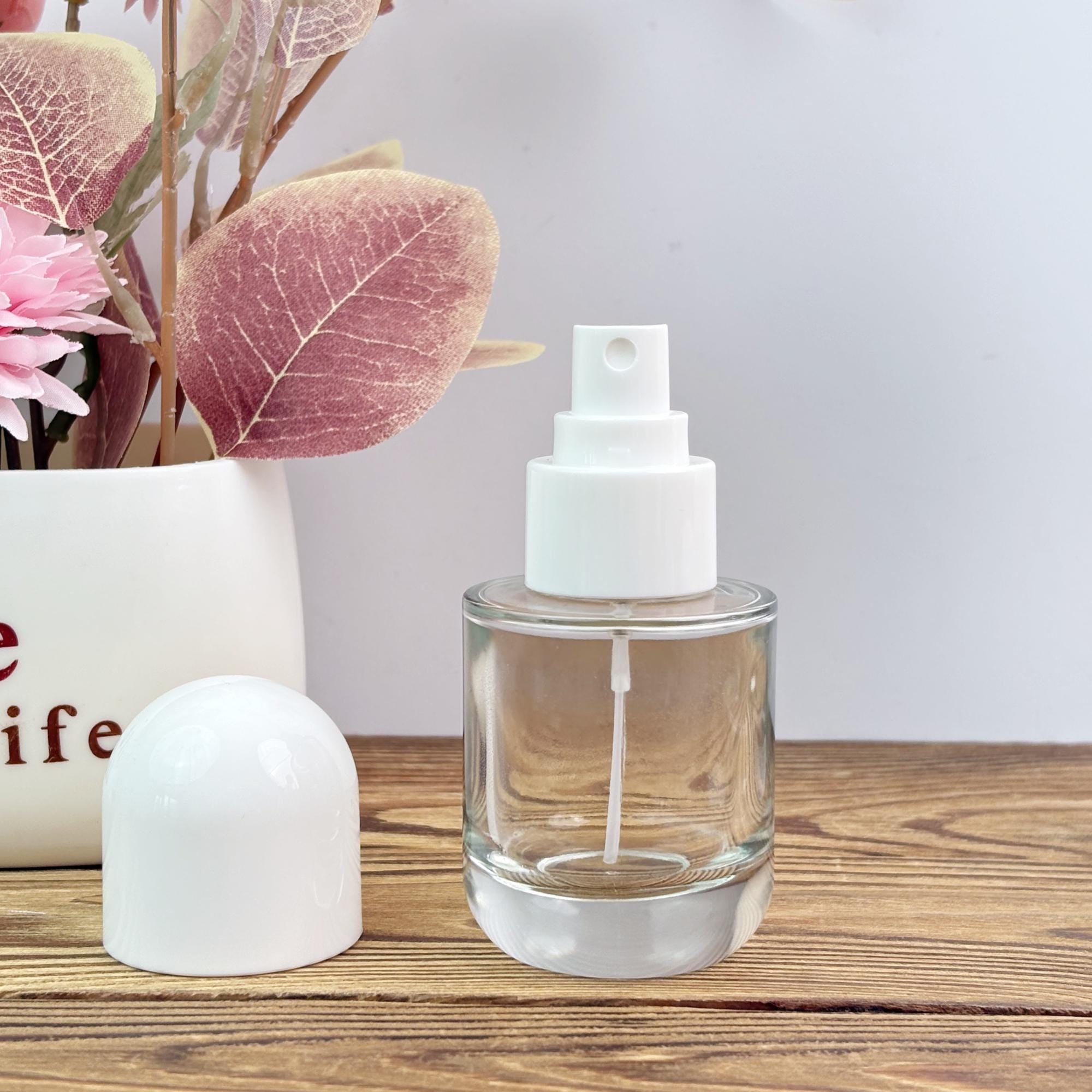 Minimalist Glass Clear Spray Bottle and Cream Jar