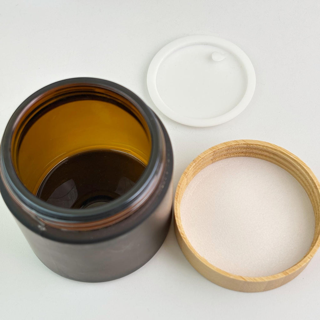100g Amber Frosted Glass Cream Jar with Bamboo Caps