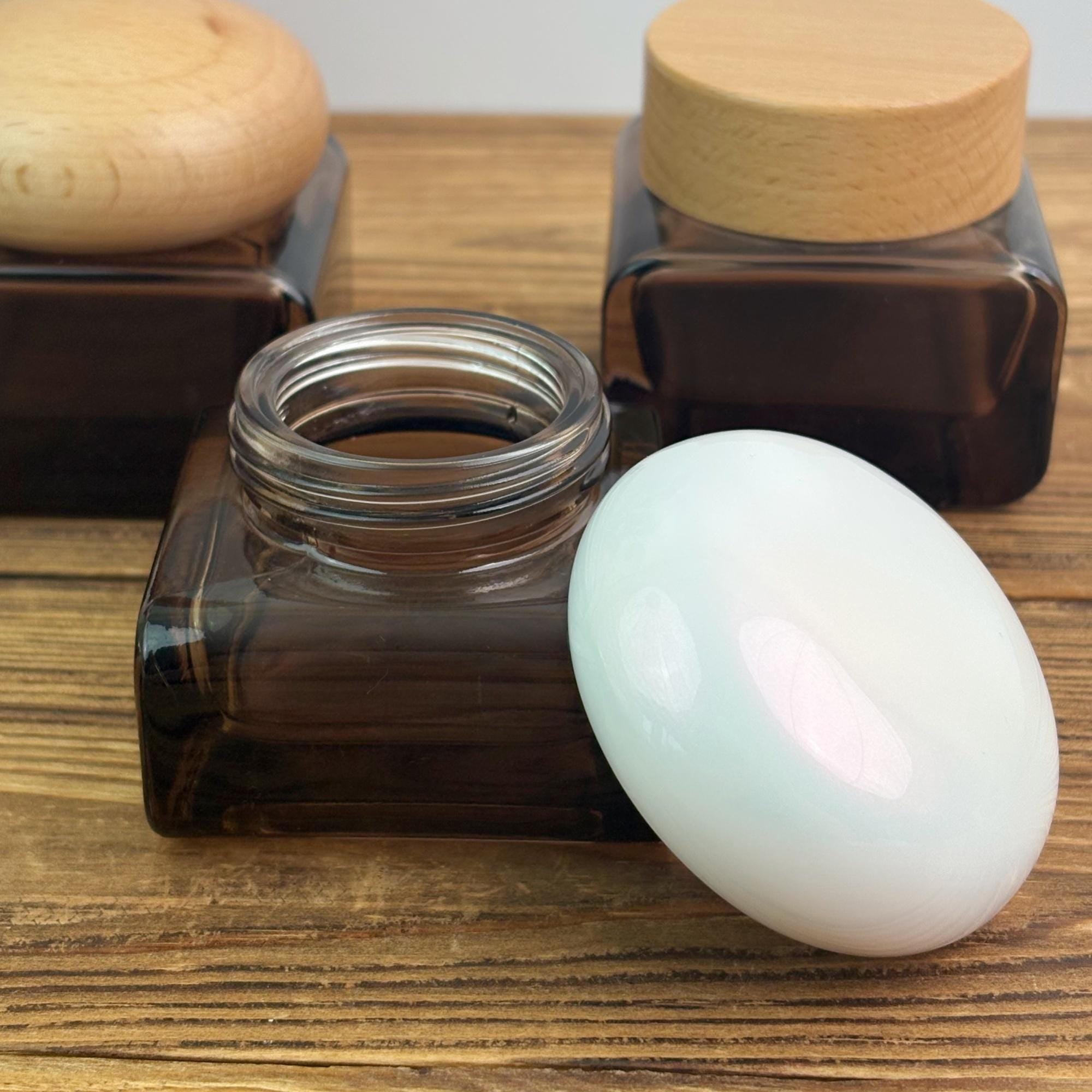 Square Glass Cream Jars with Multiple Cap
