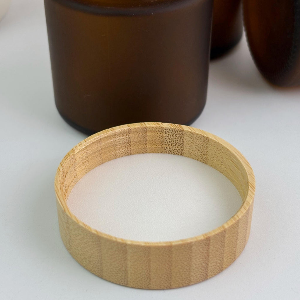100g Amber Frosted Glass Cream Jar with Bamboo Caps