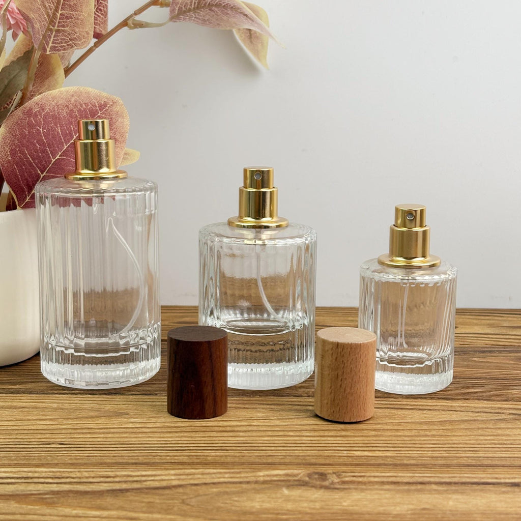 Refillable Glass Perfume Bottle with Wooden Cap