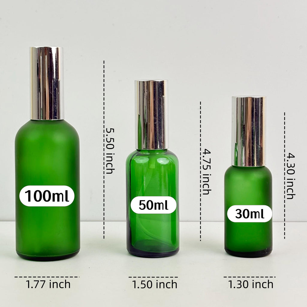 Luxury Green Glass Spray Bottle (Clear or Frosted)