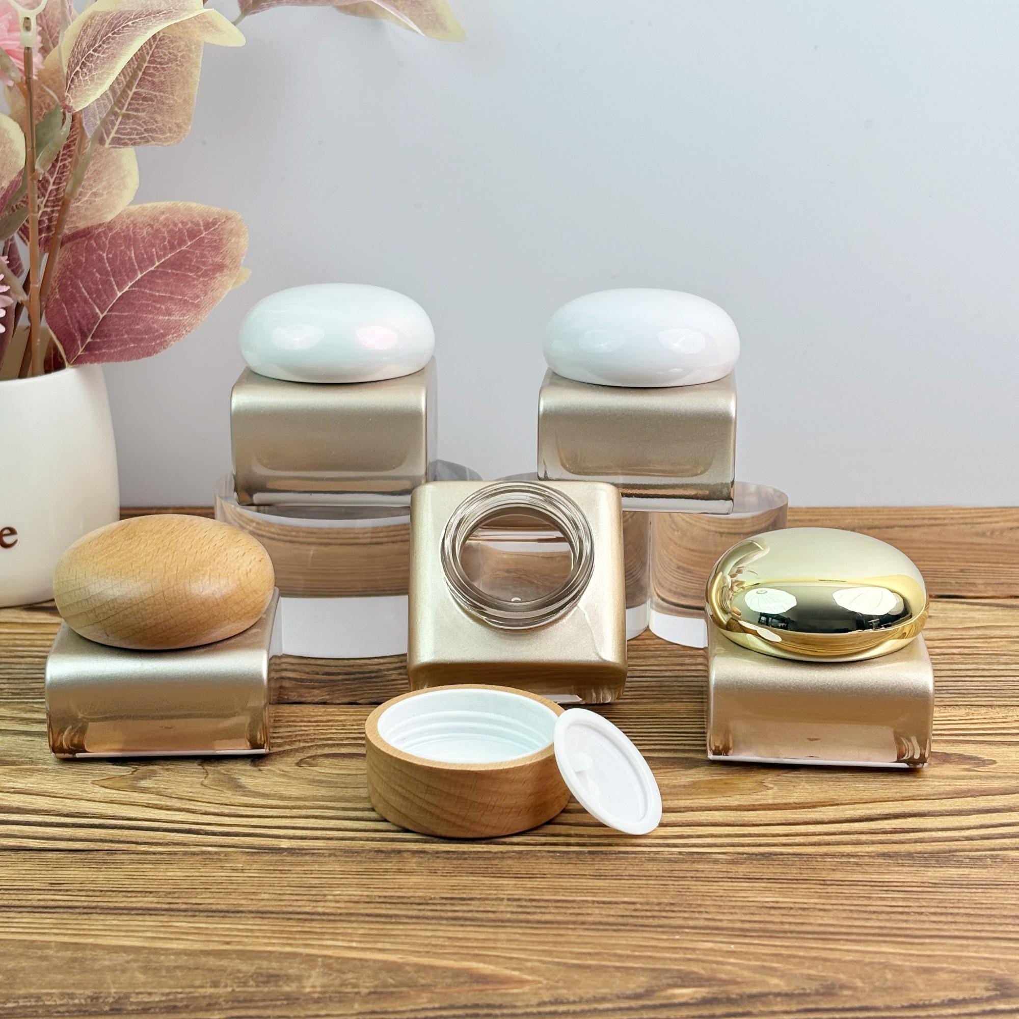 Champagne Square Glass Cream Jar 30g 50g