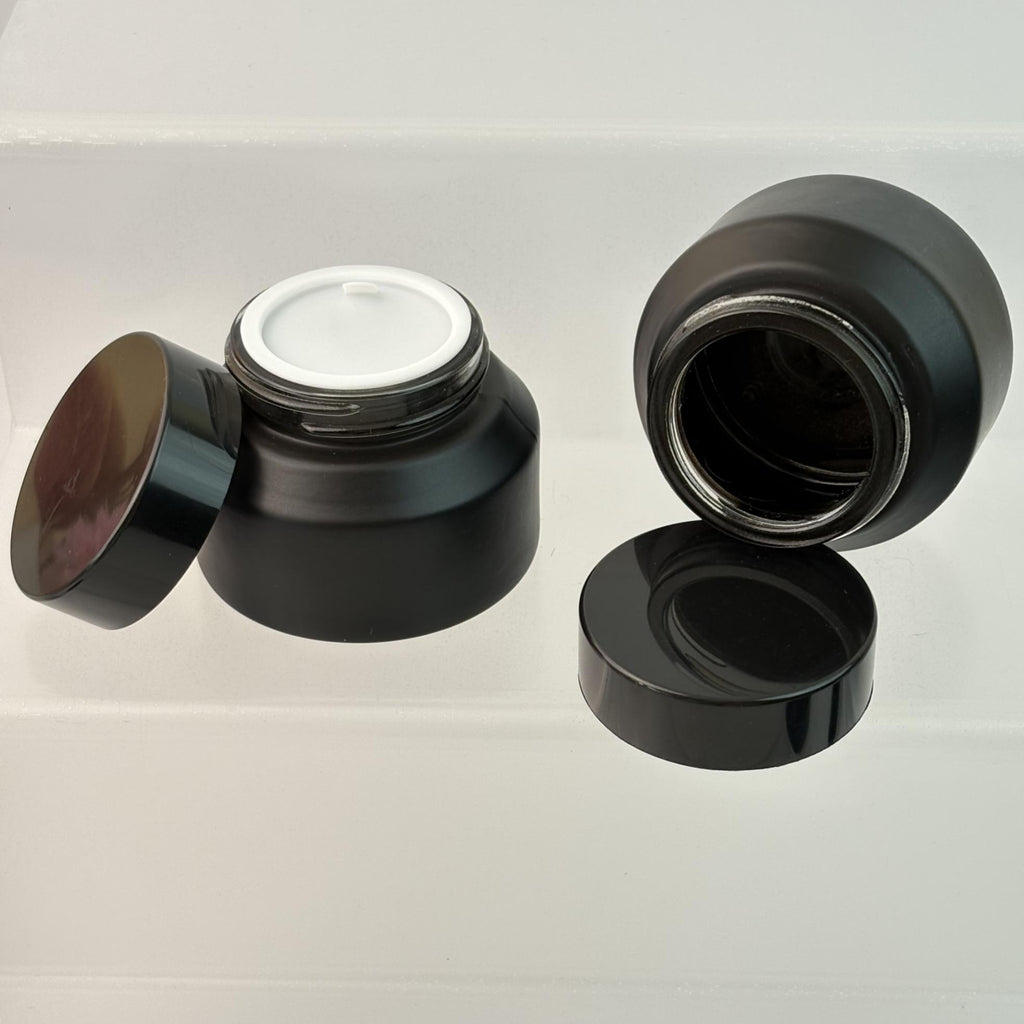 15g 30g 50g Matte Black Glass Cream Jars