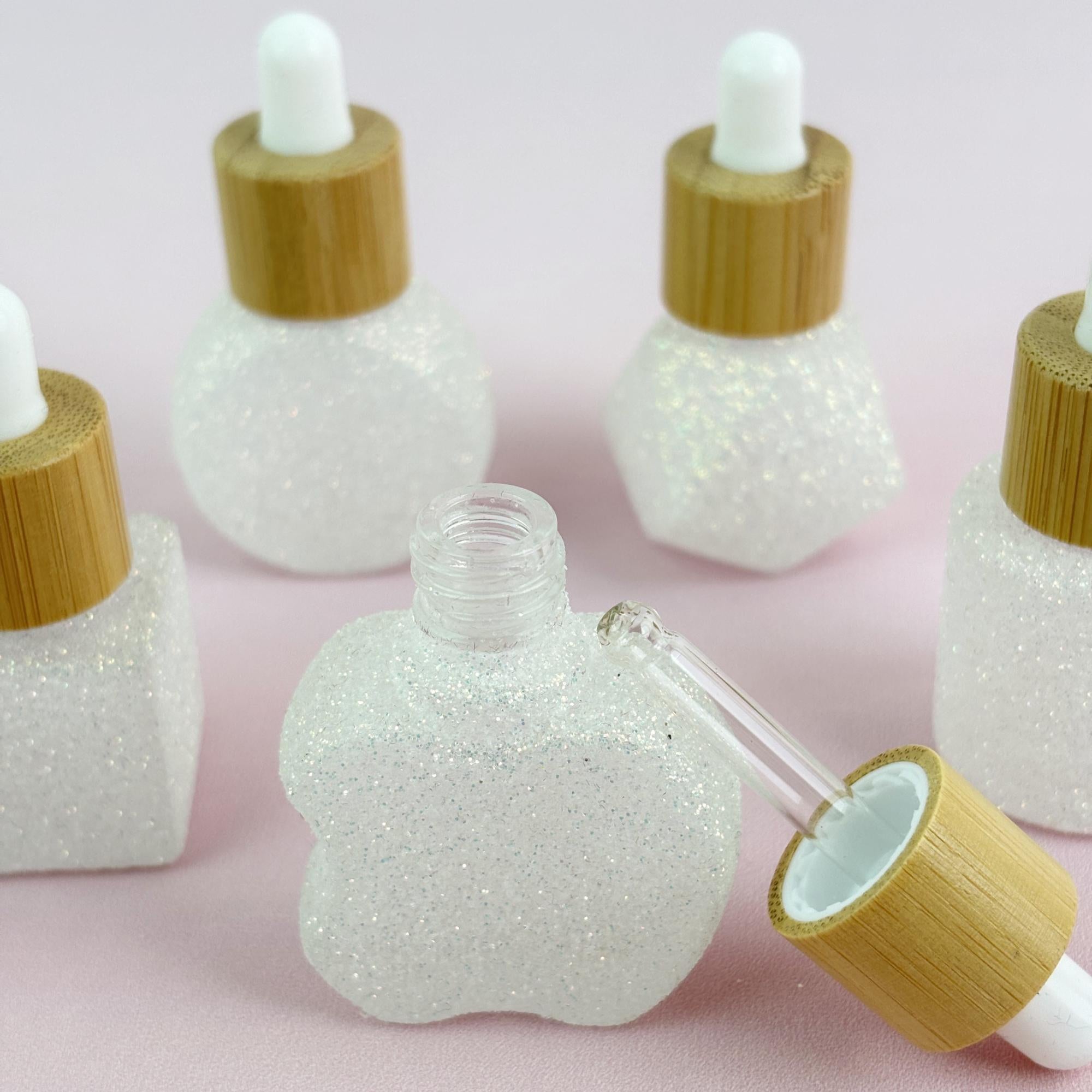 8ml Glittery Clear Glass Dropper Bottles