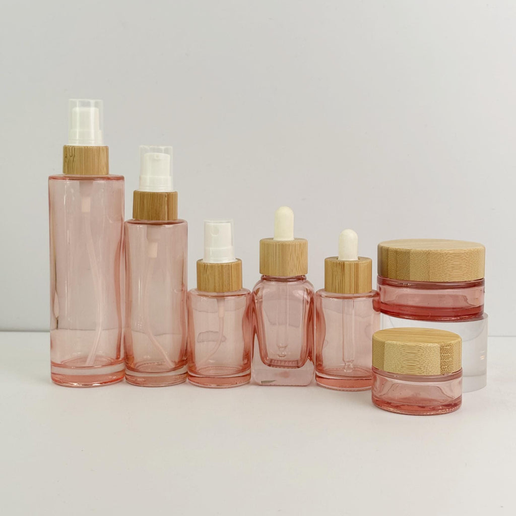 Pink Glass Cosmetic Container