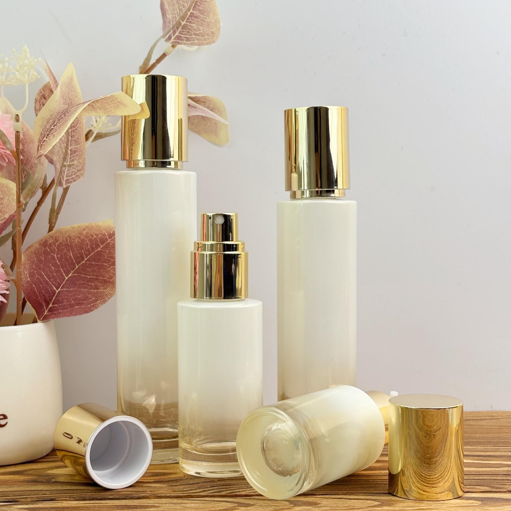 White Gold Gradient Glass Lotion Bottle