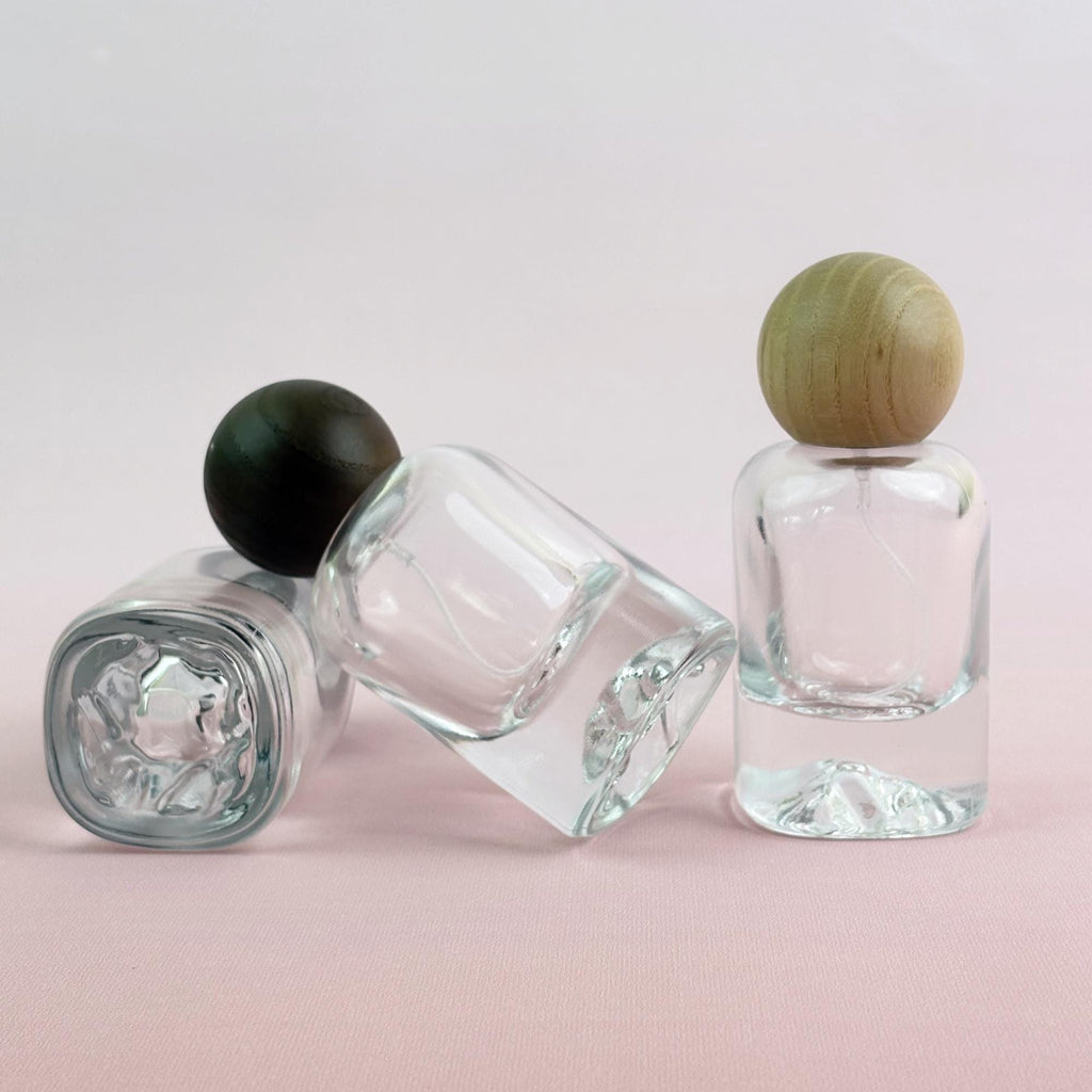 30ml Luxury Clear Glass Spray Bottles with Wooden Cap
