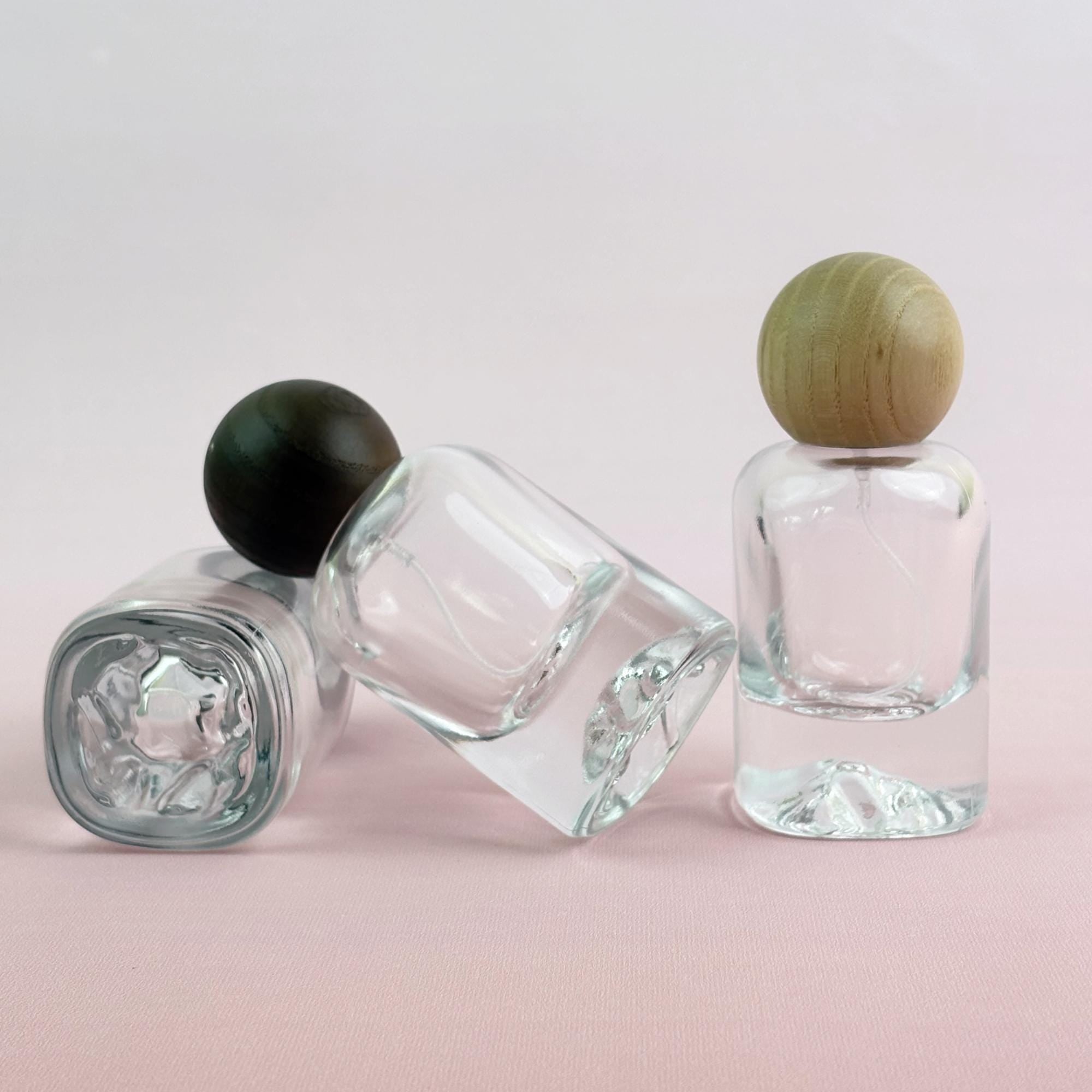 30ml Luxury Clear Glass Spray Bottles with Wooden Cap