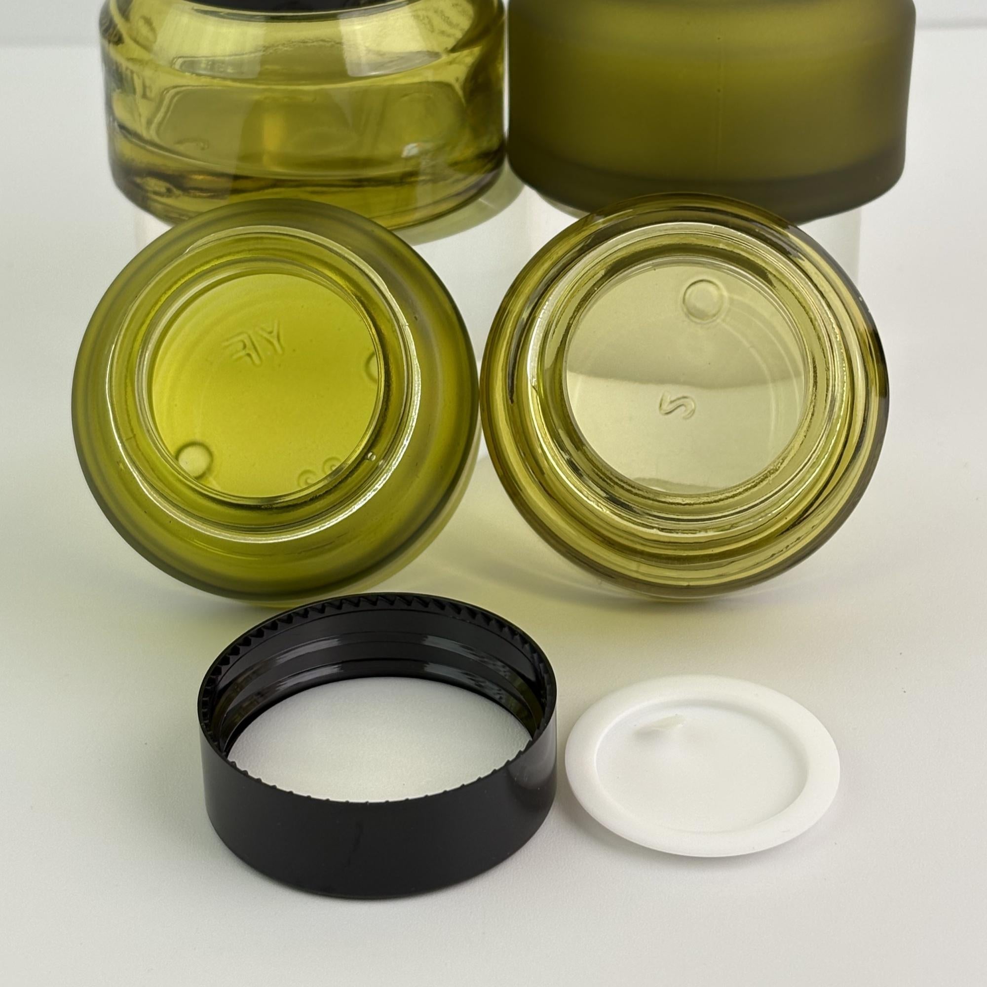15g | 30g | 50g | Green Glass Cosmetic Jars