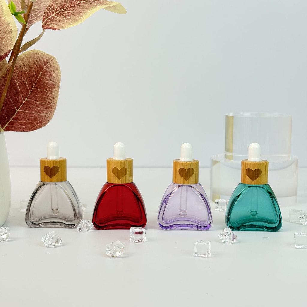 10ml Colorful Glass Tincture Bottle with Wood Heart-shaped Cap