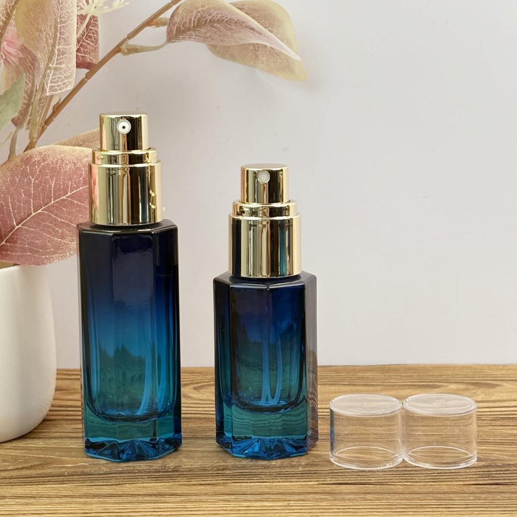 Luxury Gradient Blue Glass Bottles
