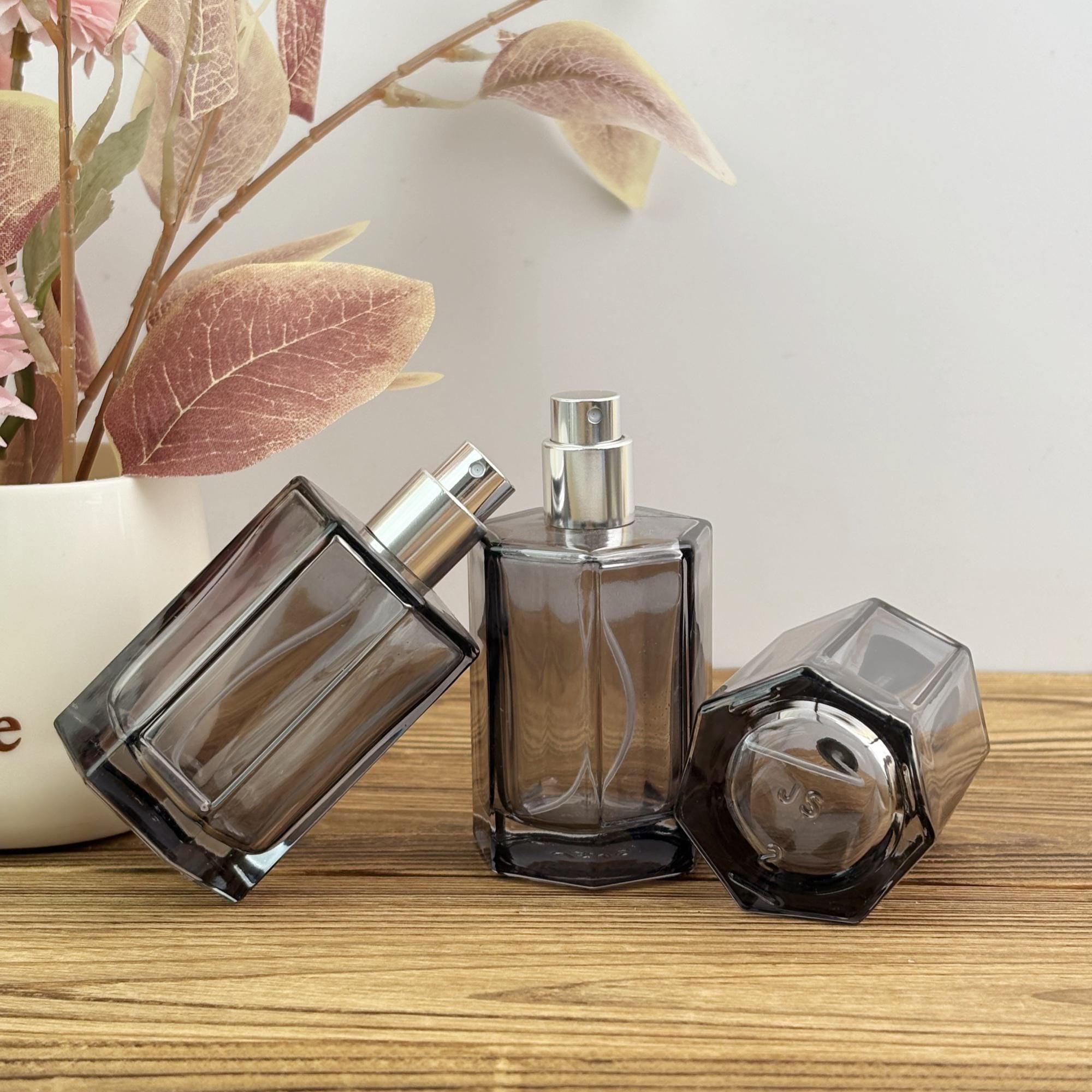 50ml Smoke Gray Glass Perfume Twist Spray Bottle