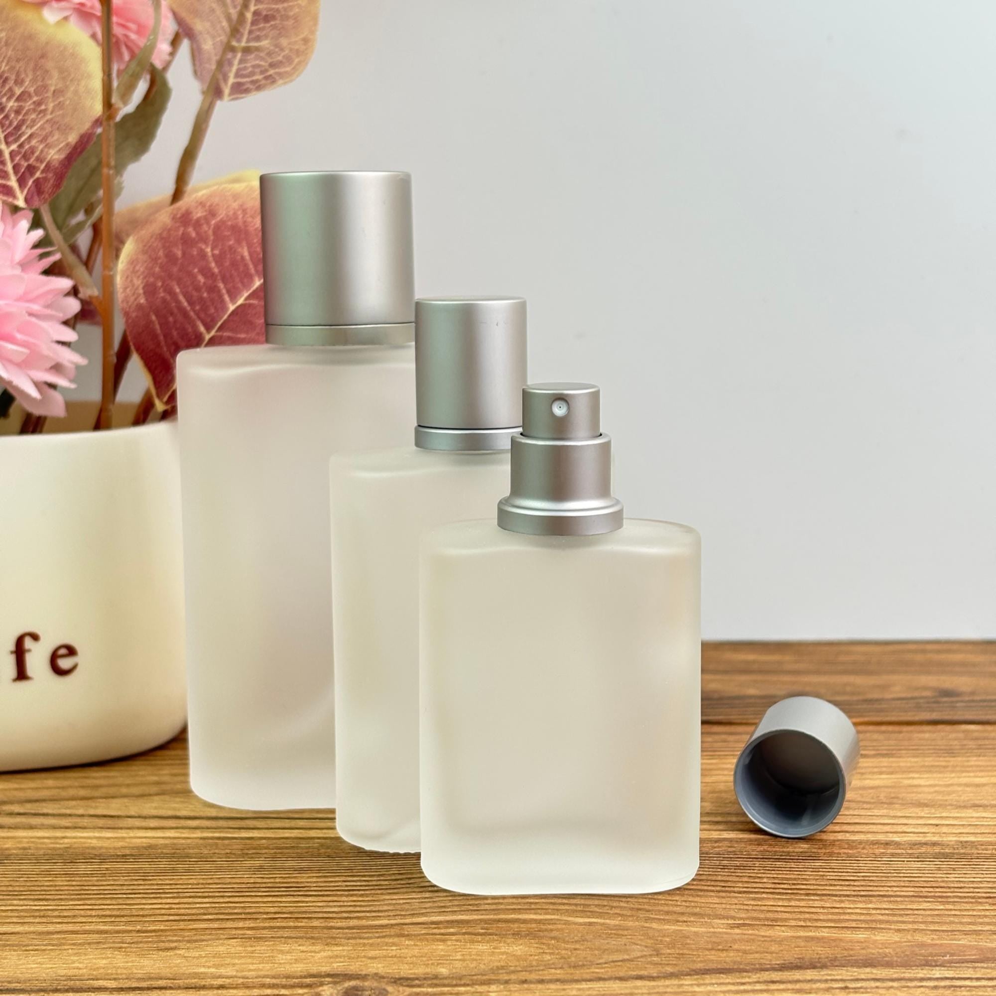 30ml 50ml 100ml Frosted Square Glass Spray Bottles
