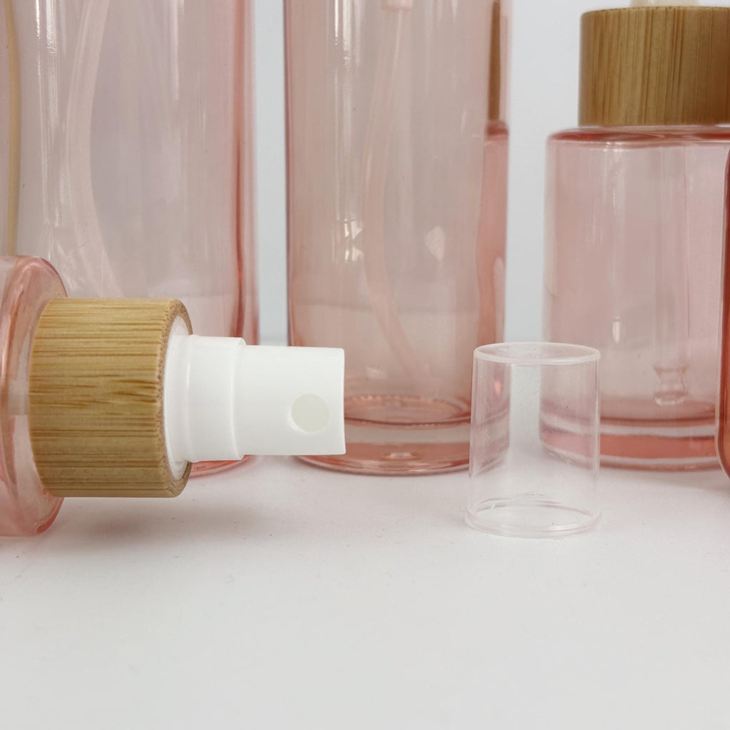 Pink Glass Cosmetic Container